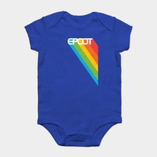 EPCOT vintage style retro rainbow fan art by Kelly Design Company Baby Bodysuit